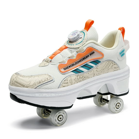 Roller Skates for Women Men, Shoes with Wheels for Girls, Kick Rollers Shoes Retractable for Boys, Adult Parkour Quad Roller Shoes, Inline Skates Children's Outdoor Skates