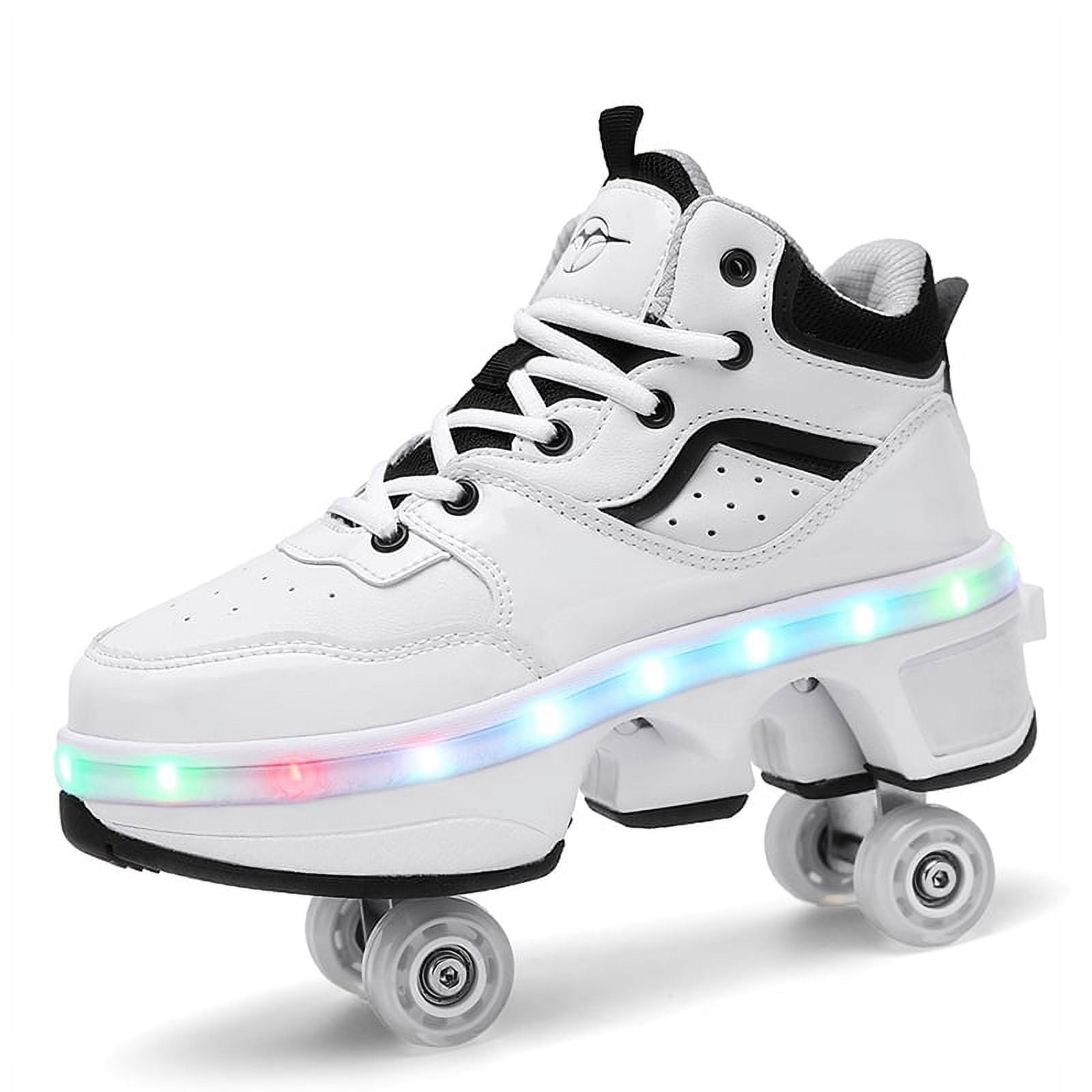 Roller Skates for Women Men, Shoes with Wheels for Girls, Kick Rollers Shoes Retractable for Boys, Adult Parkour Quad Roller Shoes, Inline Skates Children's Outdoor Skates