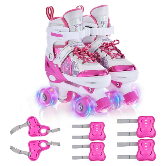 Roller Skates for Kids with Protective Gear 4 Size for Children Adjustable Light LED Luminous Wheels Boys Girls Roller Skates