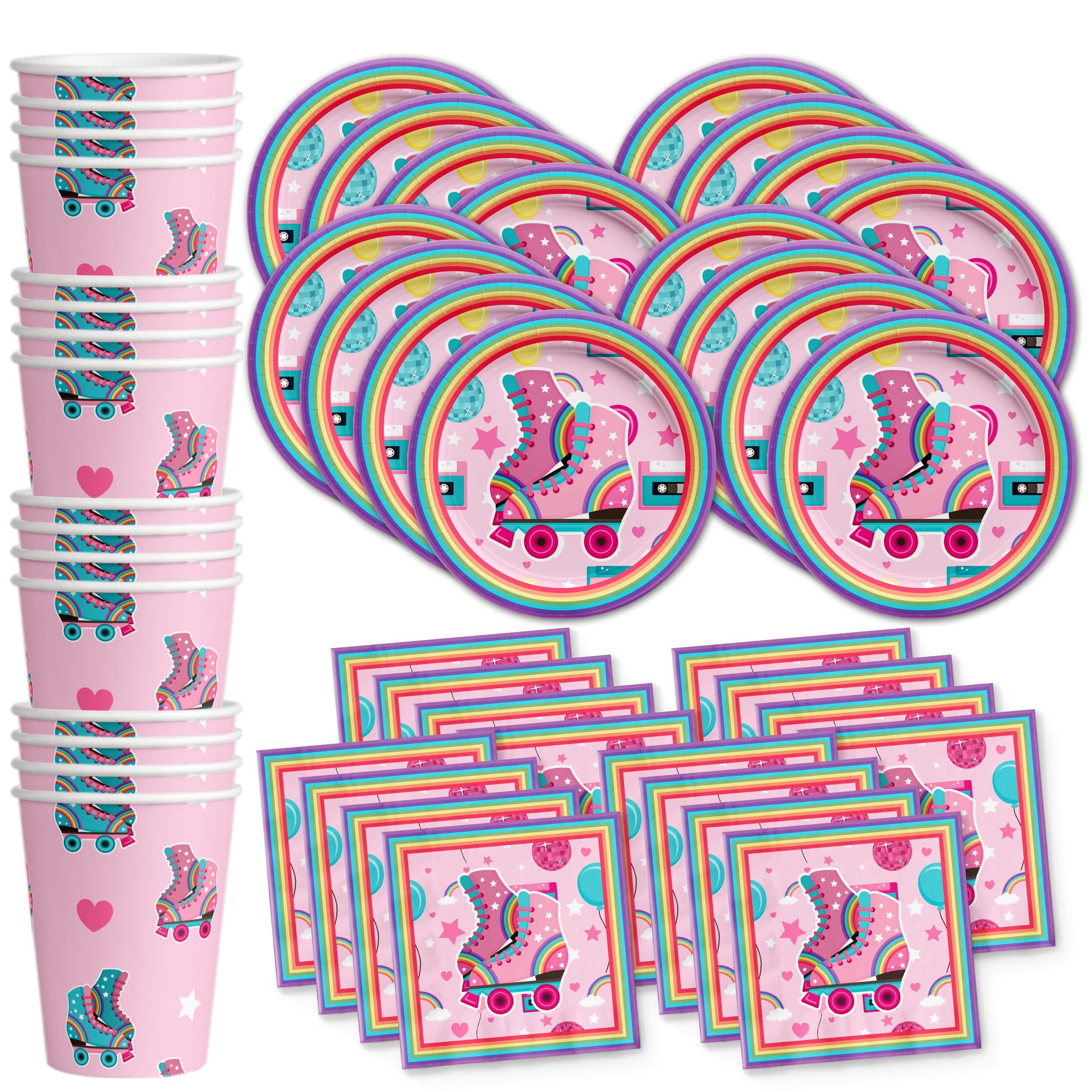 Roller Skating Birthday Party AF08 Supplies Set Plates Napkins Cups