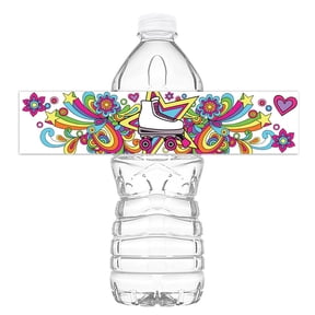 Roller Skating Bottle Wraps - 20 Roller Skating Water Bottle Labels - Roller Skating Decorations - Made in the USA