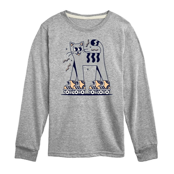 Roller Skating Cat   - Kids Long Sleeve Tee