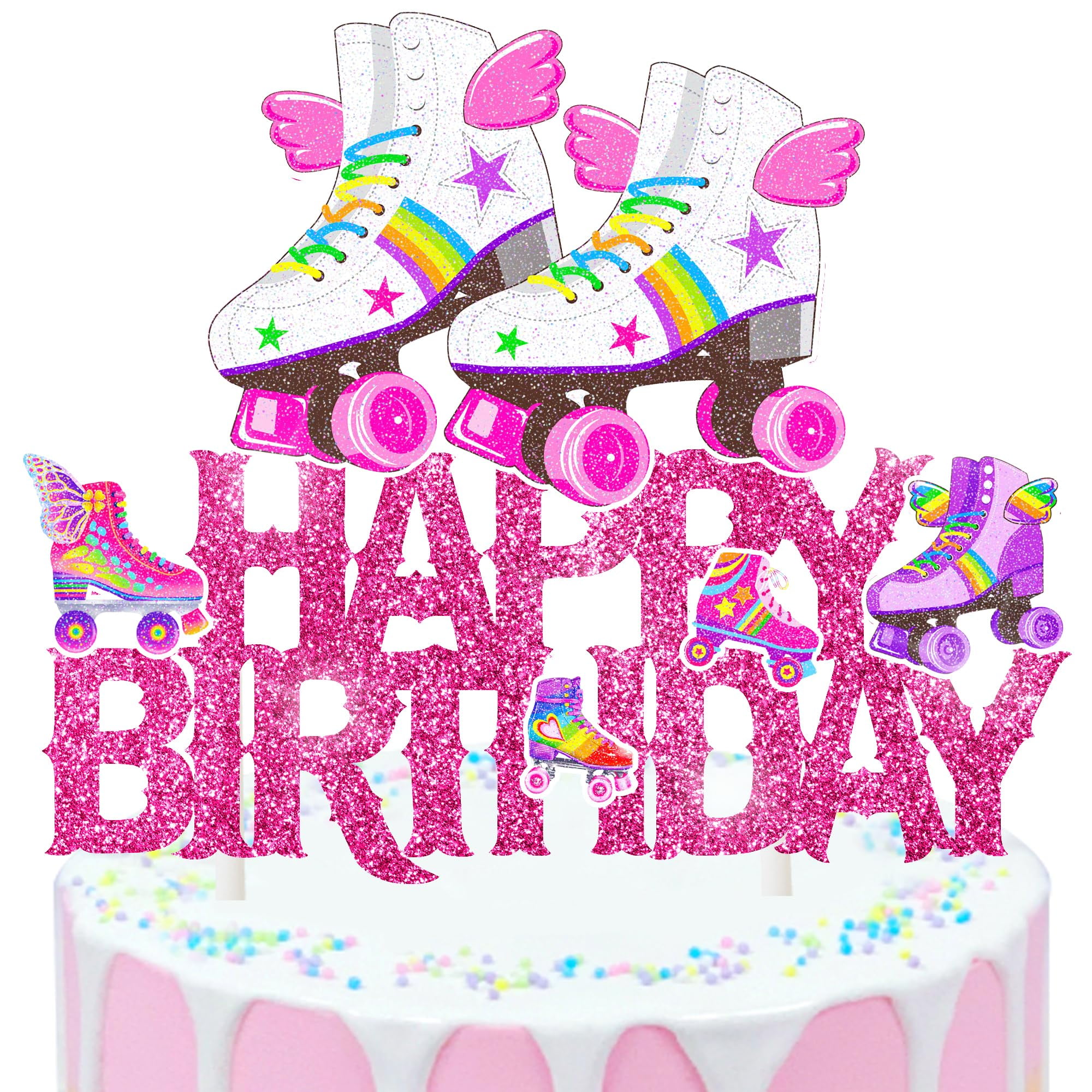 Roller Skating Happy Birthday Cake Topper Rolling Skate Birthday GP27