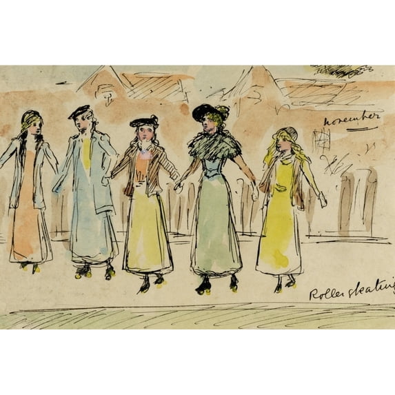 Roller Skating Poster Print By Mary Evans Picture Librarypeter & Dawn Cope Collection (36 X 24)