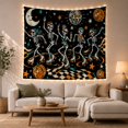 thumbnail image 1 of Roller-Skating Skeletons with Disco Balls, Playful Retro Style for Skeleton Decor Fans, Spooky Wall Decor Halloween Gift, Tapestry Wall Hanging for Bedroom and Dorm, 1 of 7