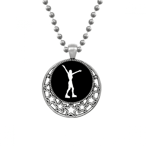 Roller Skating Sport Black Outline Necklaces Pendant Retro Moon Stars Jewelry