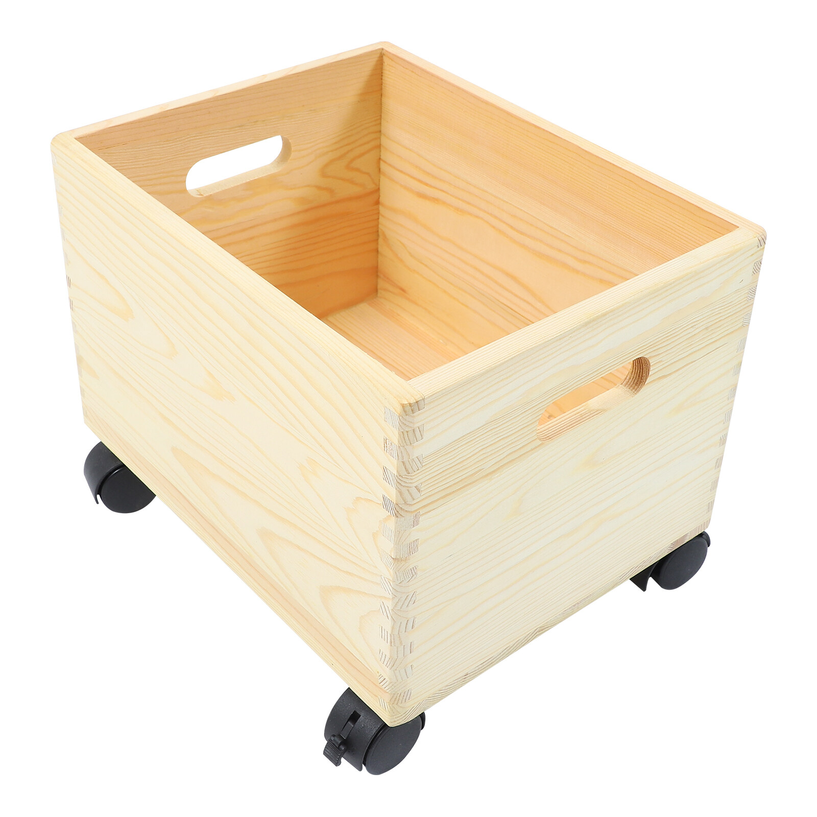 Roller Storage Wooden Box Utility Folding Baskets Rolling Crate Trim