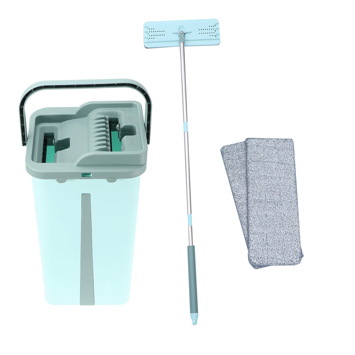 Roller Wash Plate Mop and Bucket Kit Free Hand Removable Mop and Bucket