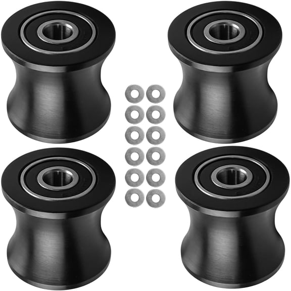 Roller Wheels Set Fit for Total Gym DLX II III Adv DLX 2500 3000 4000 570 2000 Pilates Reformer Machine, 4Pcs Fitness Exercise Equipment Wheel Replacement, with 12Pcs Gaskets