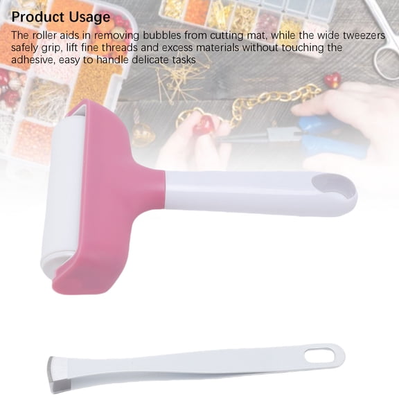 Roller and Tweezers Kit Hand Printmaking Roller for Leather Fabric Paper Wrinkle Bubble Removal