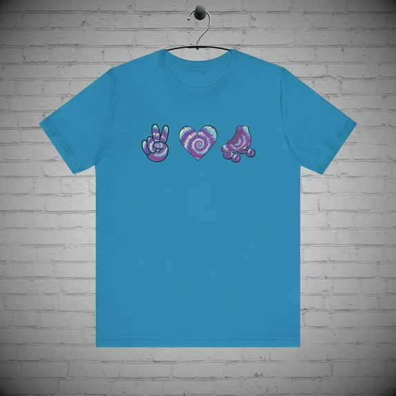 Roller skating shirt, Peace and Love tee, Retro Roller Skate Lovers Gift