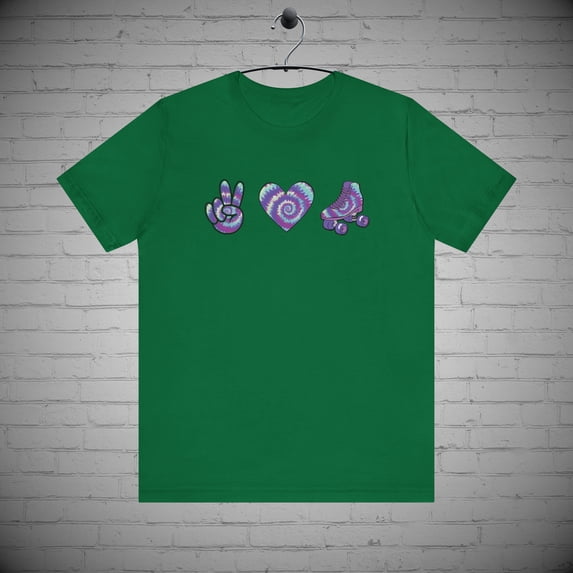 Roller skating shirt, Peace and Love tee, Retro Roller Skate Lovers Gift