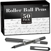 RollerBall Pens, Shuttle Art 50 Pack Black Fine Point Roller Ball Pens, 0.5mm Liquid Ink Pens for Writing Journaling Taking Notes for School Supplies Office