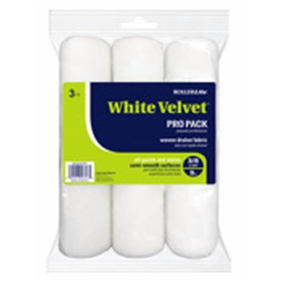 Rollerlite 9wv038-3pk 9 X 3/8 White Velvet Standard Roller Covers 3 Count