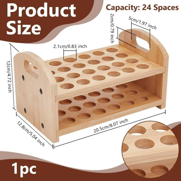 Rollerball Perfume Organizer 24 Spaces Wooden Perfume Storage Holder Beauty Scent Storage Makeup Lipgloss Lipstick Display Case Dresser Organizer for Bedroom Vanity Shelf Countertop