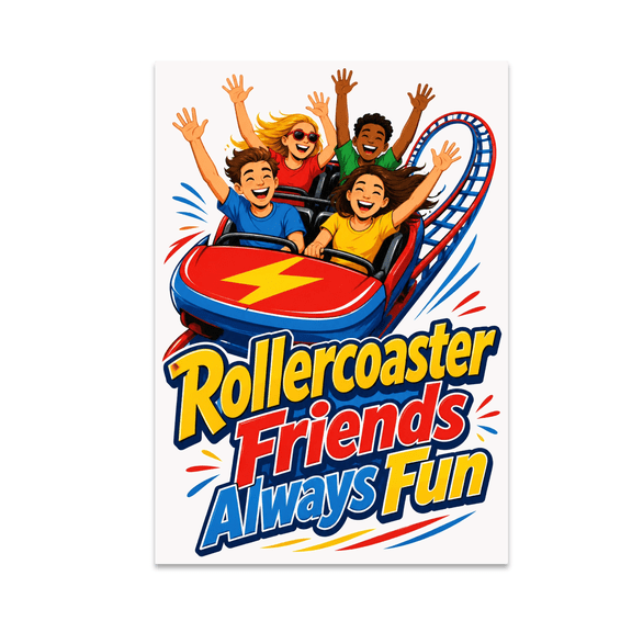 Rollercoaster Friends Always Fun - Friendship Decor - 13x19 Poster Print