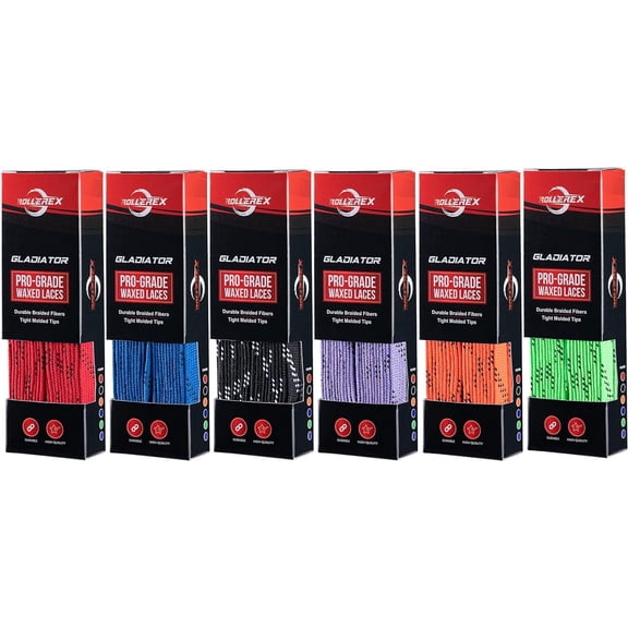 Rollerex Gladiator Waxed Hockey Skate Laces - Pro-Grade Durability & Water-Resistant - Ideal for Ice Hockey, Roller Hockey & Recreational Skating (Screaming Green, 108")