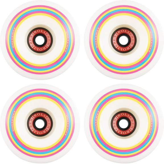 Rollerex Lollipop Boardwalk 76A 70mm Longboard Wheels, 4-Pack (w/ Bearings, Spacers and Washers)