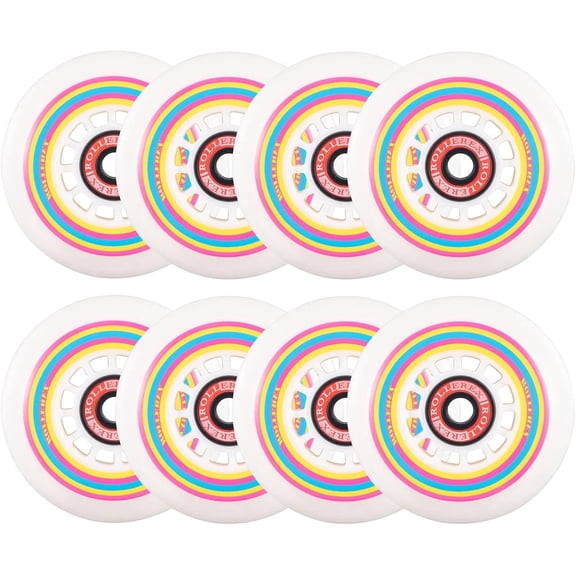Rollerex Lollipop Boardwalk Inline Skate Wheels (8-Pack) – 85A Polyurethane Indoor Outdoor Roller Blade Wheels – Smooth Ride with Optional Bearings, Spacers & Washers (80mm)