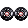 thumbnail image 1 of Rollerex VXT100 85A Kids Inline Skate Wheels (2 wheels w/ bearings, spacers and washers) (Steel Black) (Size Options) Use on Roller Blades, RipStiks (68mm), 1 of 6