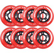 Rollerex VXT500 Inline Skate Wheels 8-Pack Various Size & Color Options Available -Indoor Outdoor- Intended for Roller Blade Wheel Replacement Rocket Red 72mm
