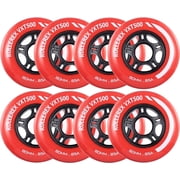 Rollerex VXT500 Inline Skate Wheels 8-Pack Various Size & Color Options Available -Indoor Outdoor- Intended for Roller Blade Wheel Replacement Rocket Red 72mm
