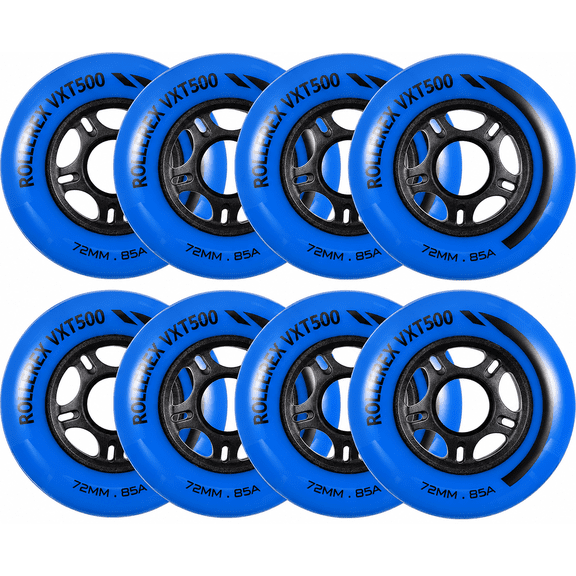 Rollerex VXT500 Inline Skate Wheels (8-pack) (Various Size & Color Options Available) (Deep Sea Blue, 72mm) -Indoor Outdoor- Intended for Roller Blade Wheel Replacement