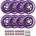thumbnail image 1 of Rollerex VXT500 Inline Skate Wheels (Various Size & Color Options Available) (80mm Royal Purple (8 wheels w/ bearings, spacers and washers)) -Indoor Outdoor- Intended for Roller Blade Wheel Replacing, 1 of 8