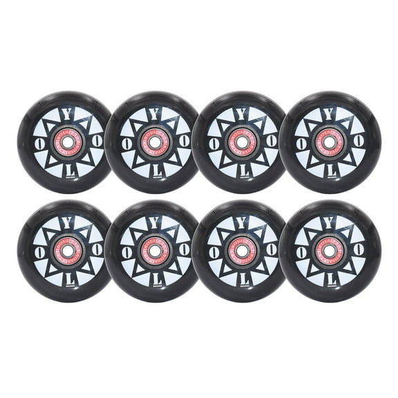 Rollerex YOLO Inline Skate Wheels (8-Pack with Bearings, Spacers and Washers) Use on Roller Blades, RipStiks, Luggage, Baggage or Wheelchairs (80mm)