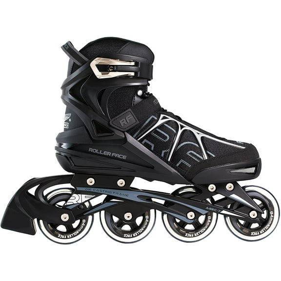Rollerface RFSport Black Mens Adult Fitness, Sport and Recreation, Premium Inline Skate (US Men's 5)