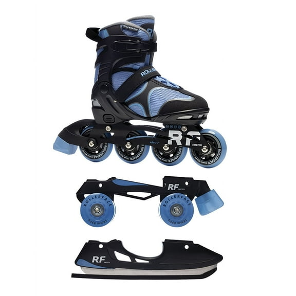 Rollerface Switch 3-in-1, Interchangeable in 3 modalities: Inline Skate, Roller Skate, and Ice Skate. (Adjustable up to 3 Sizes)