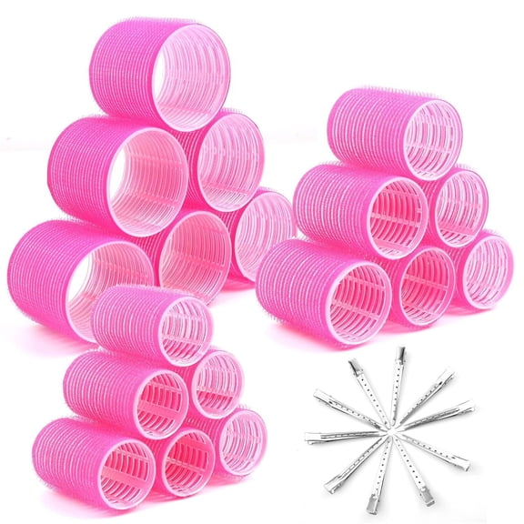 Rollers Hair Curlers 28Pcs Set with 18Pcs Hair Roller 3 Sizes (6 Large Rollers, 6 Medium Rollers, 6 Small Rollers) and 10 Clips for Long Medium Short Hair Volume