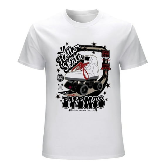 Rollet Skate Events Men’s T-Shirt 100% Cotton Casual Short Sleeve Tops Gift Tee White XL