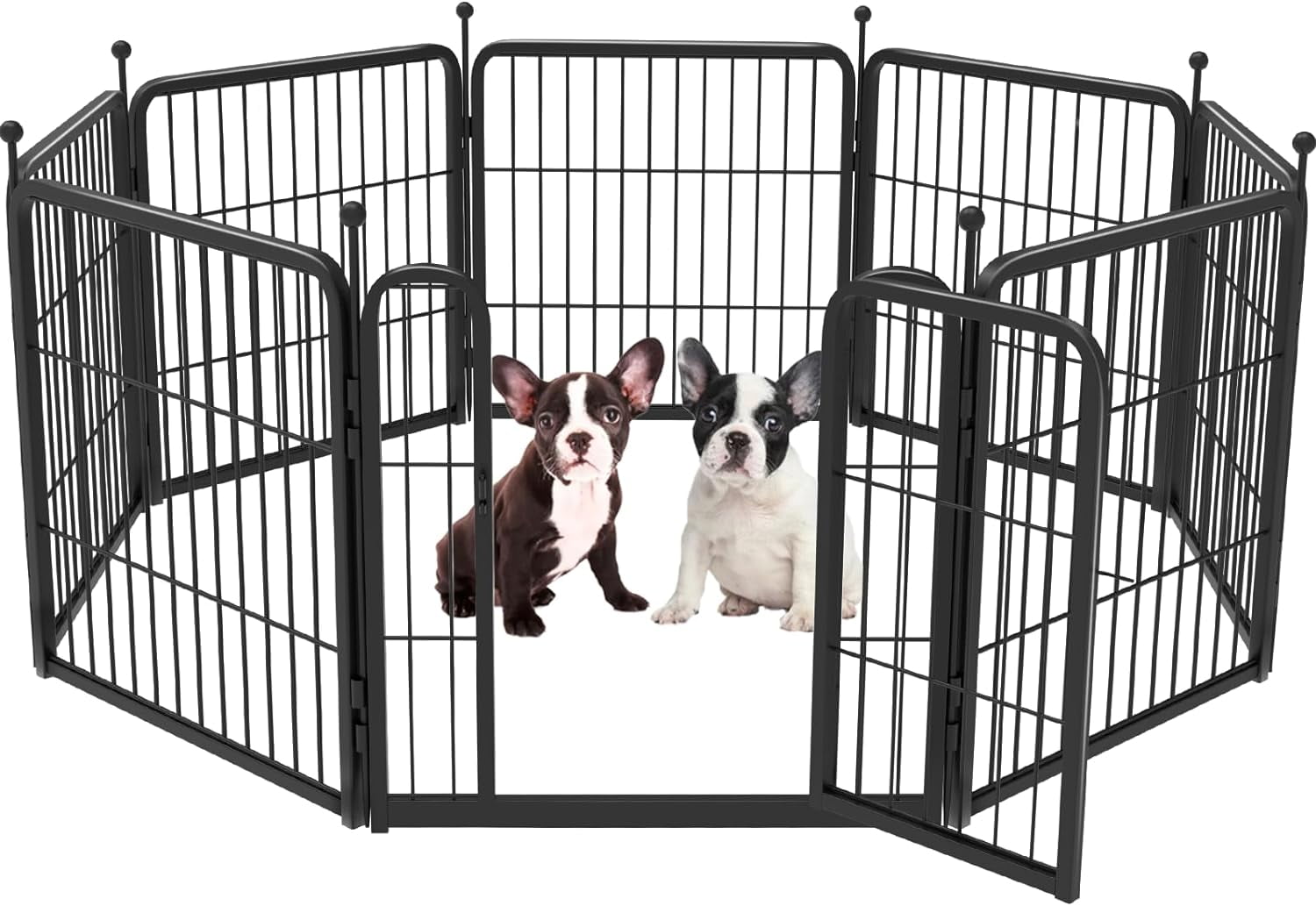24-Inch Black Metal 8-Panel Dog Playpen for Indoor and Outdoor Use