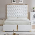 thumbnail image 1 of Rollie Vegan Leather Upholstered Queen Bed Frame In Cream, 1 of 8
