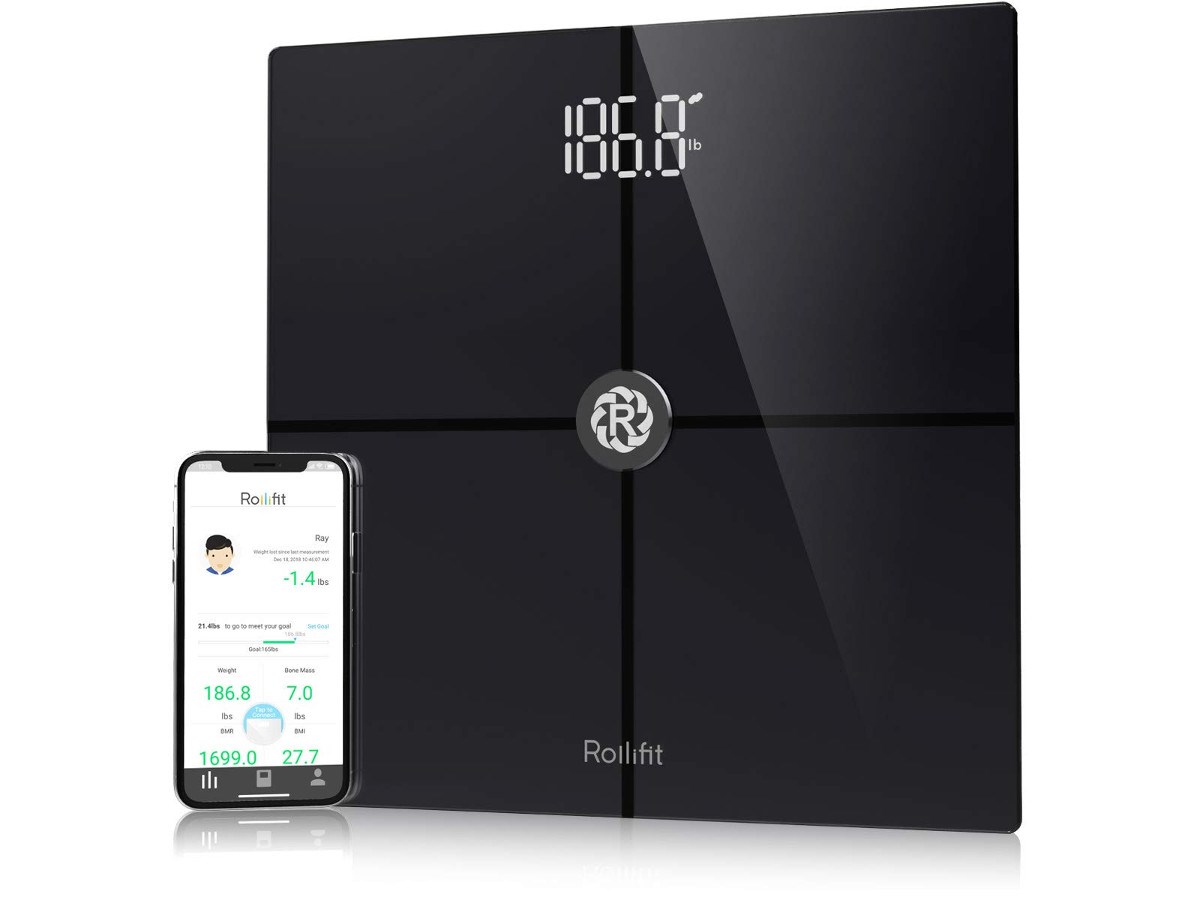Rollifit Premium Smart Scale - Body Fat Scale with Fitness APP & Body Composition Monitor Works w/ Android/iPhone 8/iPhone X Black - image 1 of 6