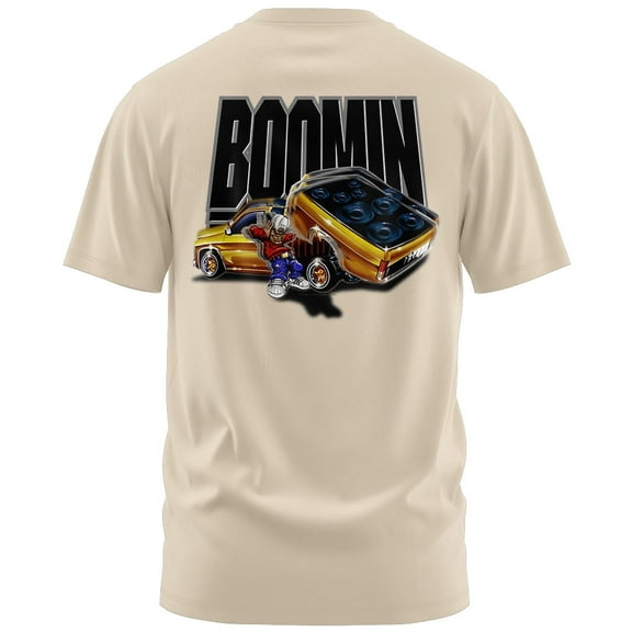 Rollin Hard Boomin Graphic T-Shirt (Large, Sand)