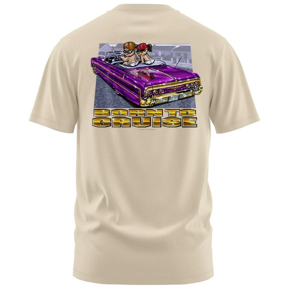 Rollin Hard Born To Cruise Graphic T-Shirt (Medium, Sand)