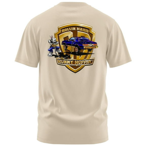 Rollin Hard Bunny Hoppin Graphic T-Shirt (X-Large, Sand)