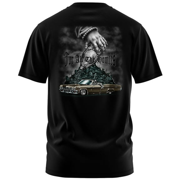 Rollin Hard For The Homies Graphic T-Shirt (X-Large, Black)