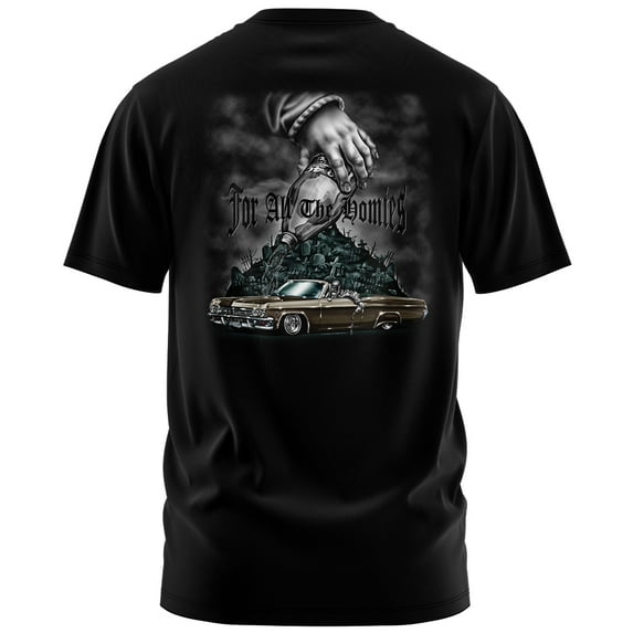 Rollin Hard For The Homies Graphic T-Shirt (X-Large, Black)