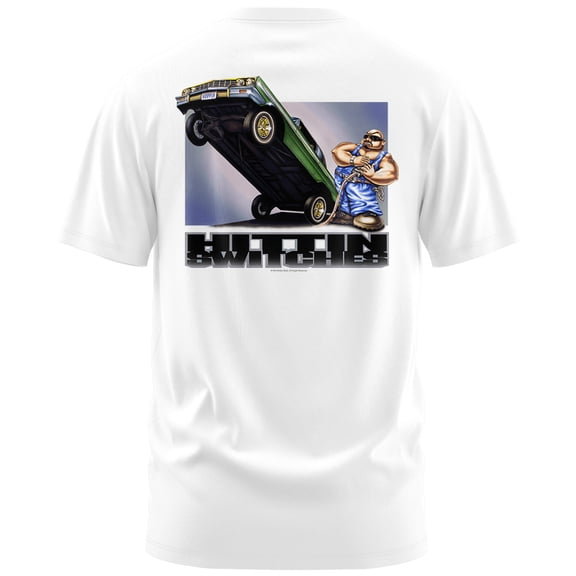 Rollin Hard Hittin Switches Graphic T-Shirt (Large, White)