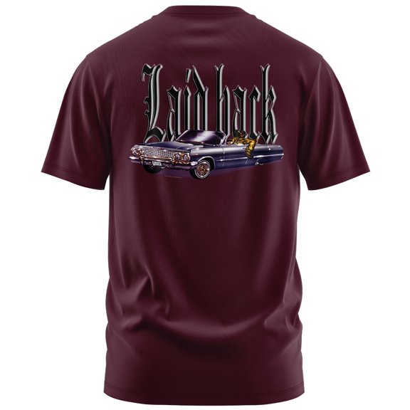 Rollin Hard Laidback Graphic T-Shirt (Medium, Burgundy)