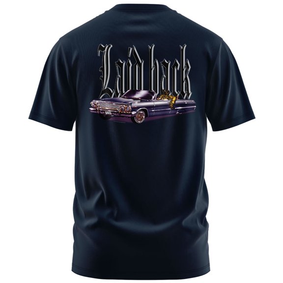 Rollin Hard Laidback Graphic T-Shirt (Medium, Navy)