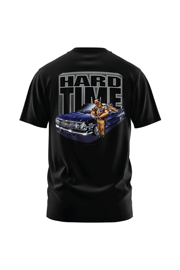 Men's Hard Time Lowrider black Big & Tall heavyweight cotton classic boxy fit front and back print graphic tee shirt