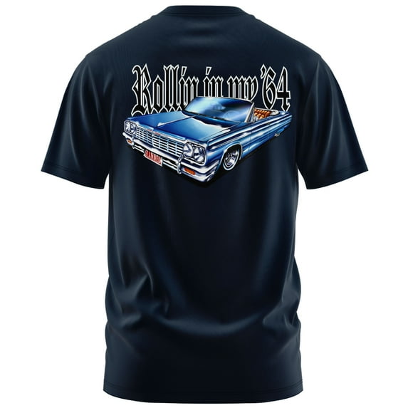 Rollin Hard Rollin in My '64 Graphic T-Shirt (Large, Navy)