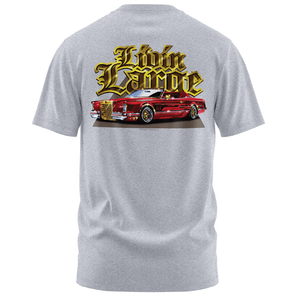 Rollin Hard men's Livin Large Lowrider athletic heather classic fit front and back print graphic tee shirt