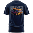 thumbnail image 1 of Rollin Hard men's New School Lowrider navy classic fit front and back print graphic tee shirt, 1 of 5