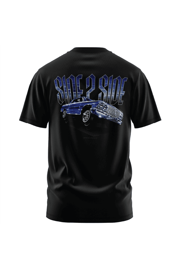 men's Side to Side Lowrider black classic fit front and back print graphic tee shirt