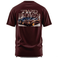 thumbnail image 1 of Rollin Hard men's Two Down Lowrider burgundy classic fit front and back print graphic tee shirt, 1 of 5